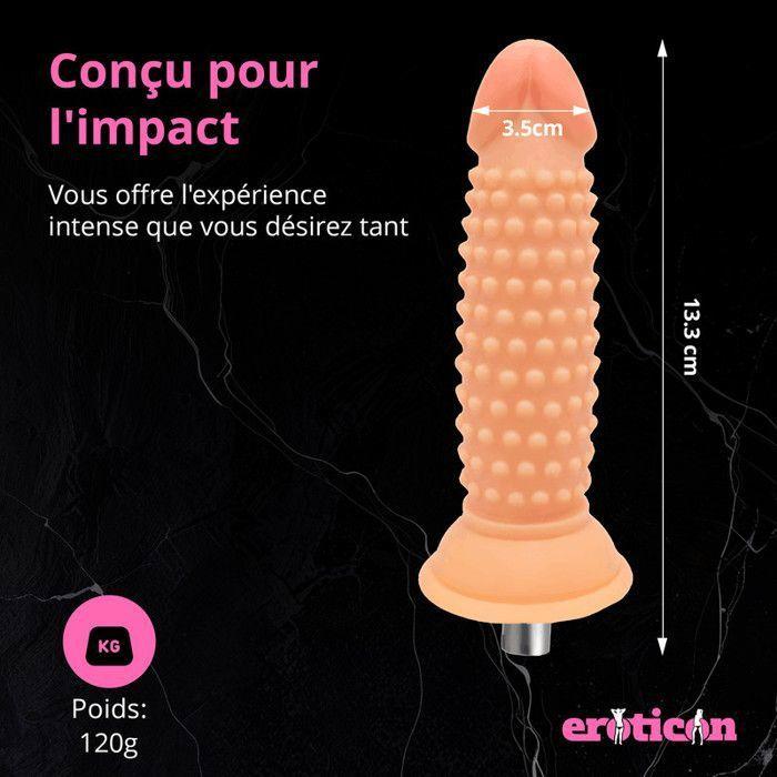 Gode - Eroticon - 13,3 cm - Nervuré - 3,5 cm - Connecteur 3XLR - Étanche