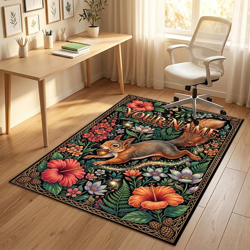 Autumnal Leaves Theme Soft Crystal Velvet Rug Custom Name & Text Print Non Slip Floor Rug for Bedroom Living Room