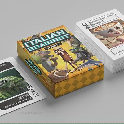 54PCS Playing Cards Italian Brainrot Tralalero Tralala Game Card Family Gatherings Board Game Leisure And Entertainment Toys