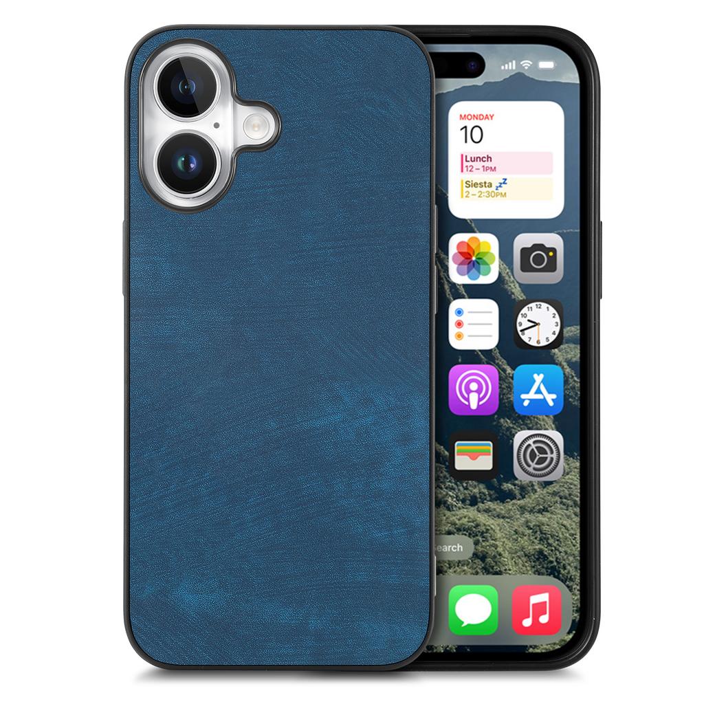 For iPhone 16 Plus Case Retro Leather+TPU Shockproof Protective Phone Cover