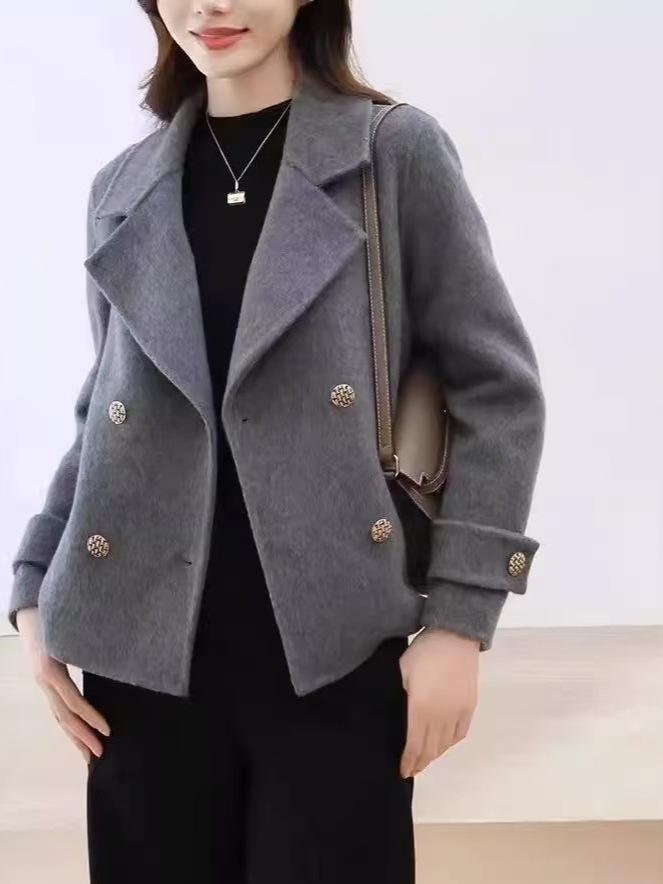 2025 High-End Double-Sided Wool Jacket with Suit Collar - Versatile Women's Fashion for Spring & Autumn