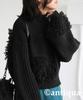 Antiqua Fringe Knit Long One Size Black Women's Top, Sleeve, ESA-00183, 05,