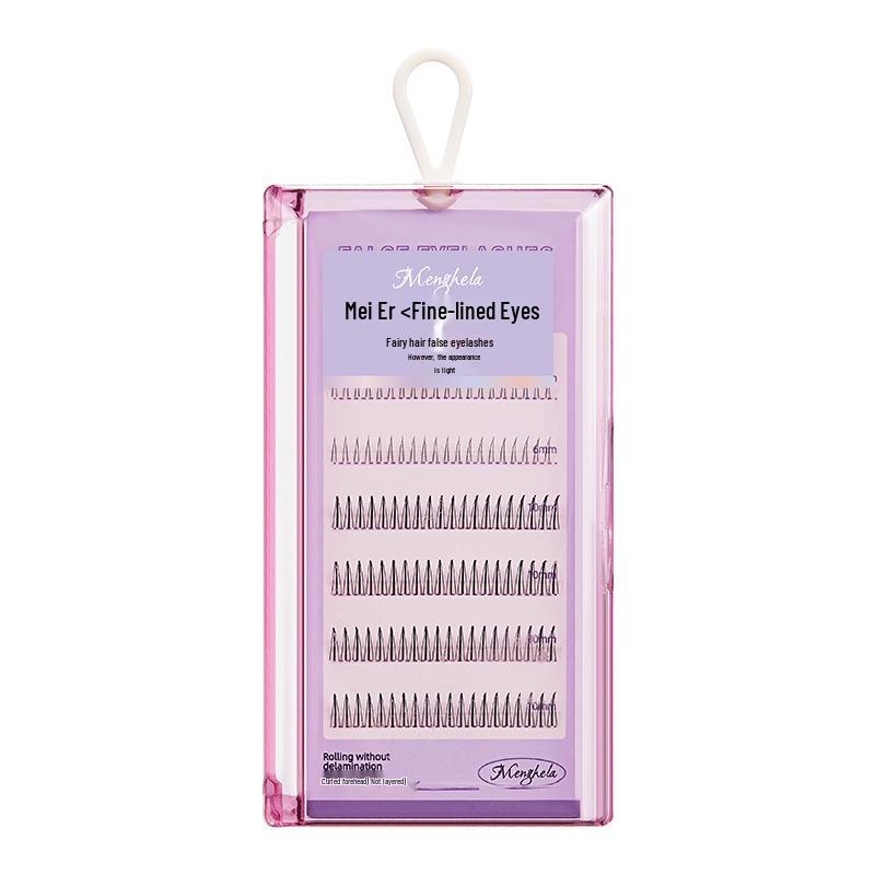 Menghela Big Eye Natural Curled False Lashes - Thin Stem Single Cluster for Lengthening