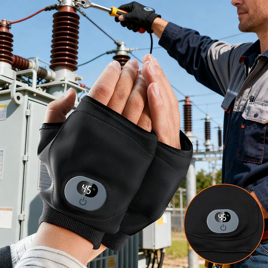 1 Pair Electric Heated Gloves 3-Temperature Control Rechargeable Hand Warmer For Winter Sports Outdoor Hiking Cycling