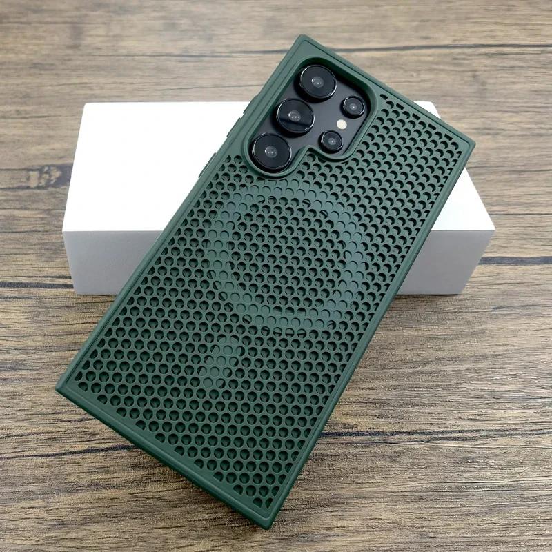 Heat Dissipation Breathable Case For Samsung S25 Ultra S24 Plus S22 S23 S24 FE For Magsafe Wireless Charger Magnetic Phone Cover