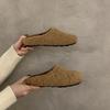 Platform Slippers Women's Autumn and Winter Retro Fluffy Bag Head Half Slippers Women Wear Lazy Muller Shoes