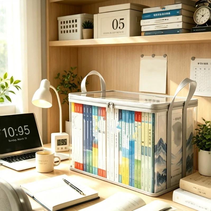 Faltbare Transparente Wasserdichte Buchbox Studentenwohnheim Klassenzimmer Haushalt Buch Aufbewahrungsbox