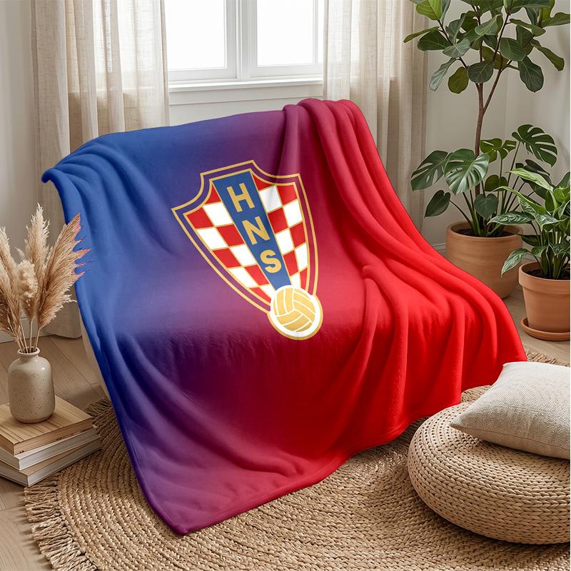 Kroatien Fußball Aufdruck Flanelldecke Hautfreundlich Warm Dekorativer Überwurf für Innen Couch Bett Tägliche Nutzung
