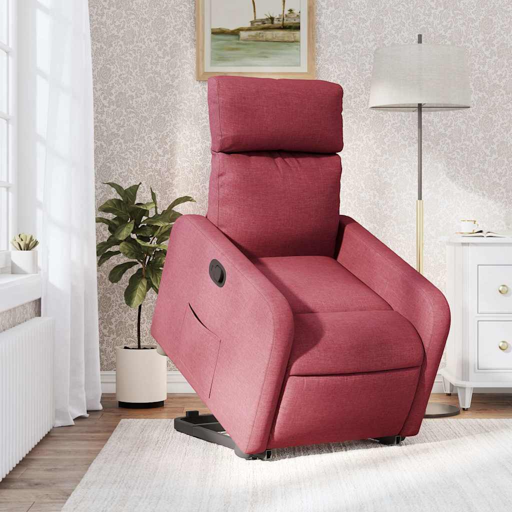 Recliner with Rising Aid Burgundy Fabric