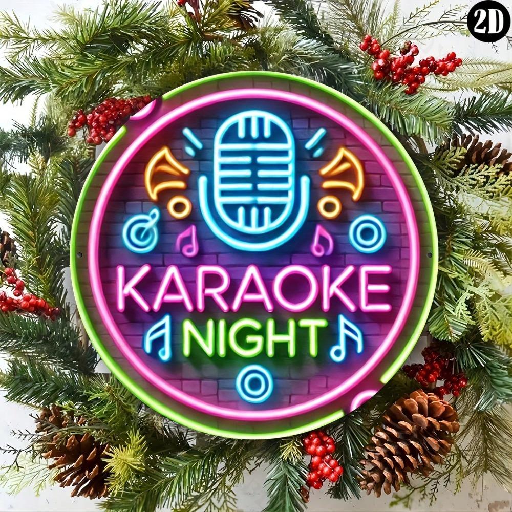 Karaoke Natt Rund Metall Väggdekor Kök Sovrum Vardagsrum Trädgård