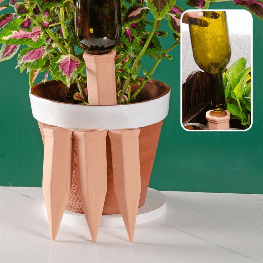 4PCS Automatic Terracotta Self Watering Spikes Effort-saving Uniform Seepage Plant Drip Irrigation Device Handmade