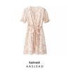 2025 Spring Women's European & American Style Chiffon V-neck Embroidered Waist Short Sleeve Dress