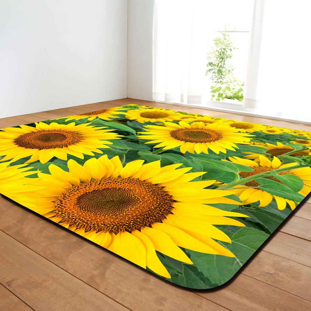 Rose Print Carpet Rose Petals Living Room Area Rug Sunflower Floral Girls Bedroom Carpet Valentine's Day Room Rug Mat Home Decor