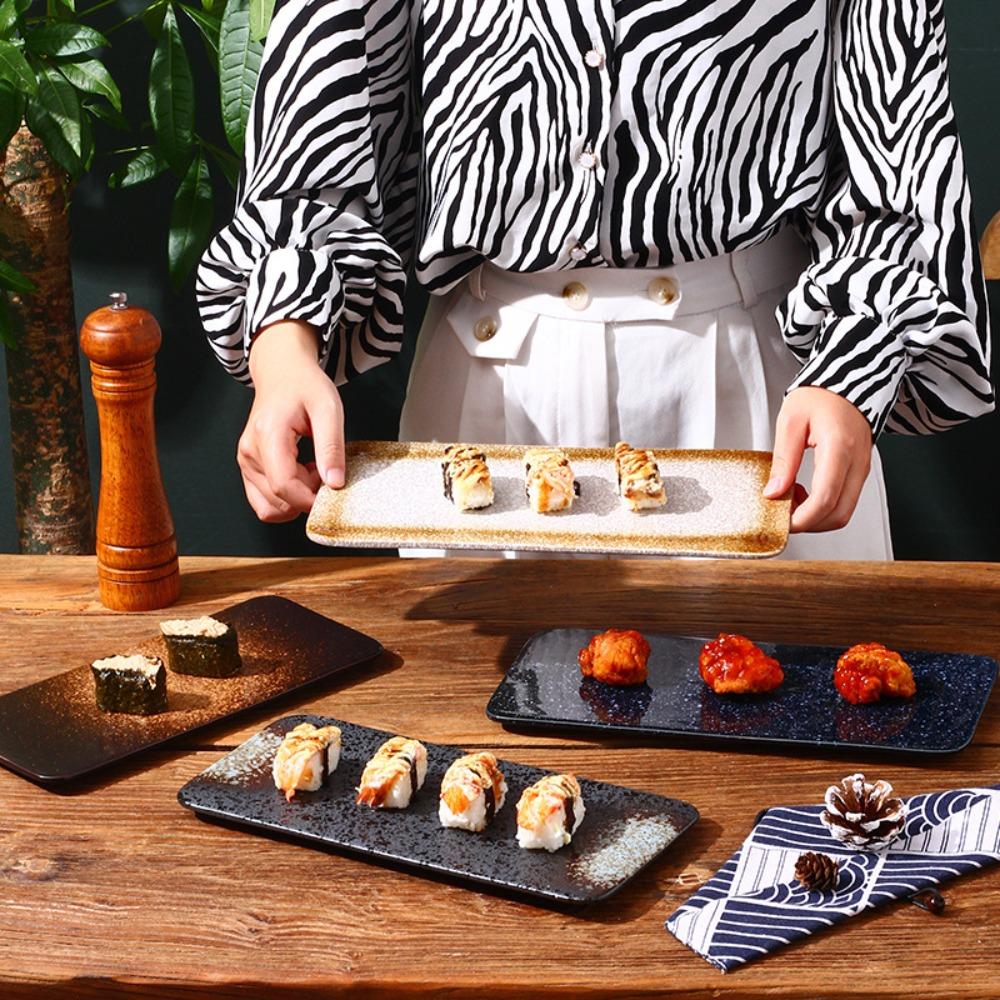 Ceramic Japanese Style Sushi Plate Rectangle Dessert Plate Kitchen Accessories Flat Plates  Home