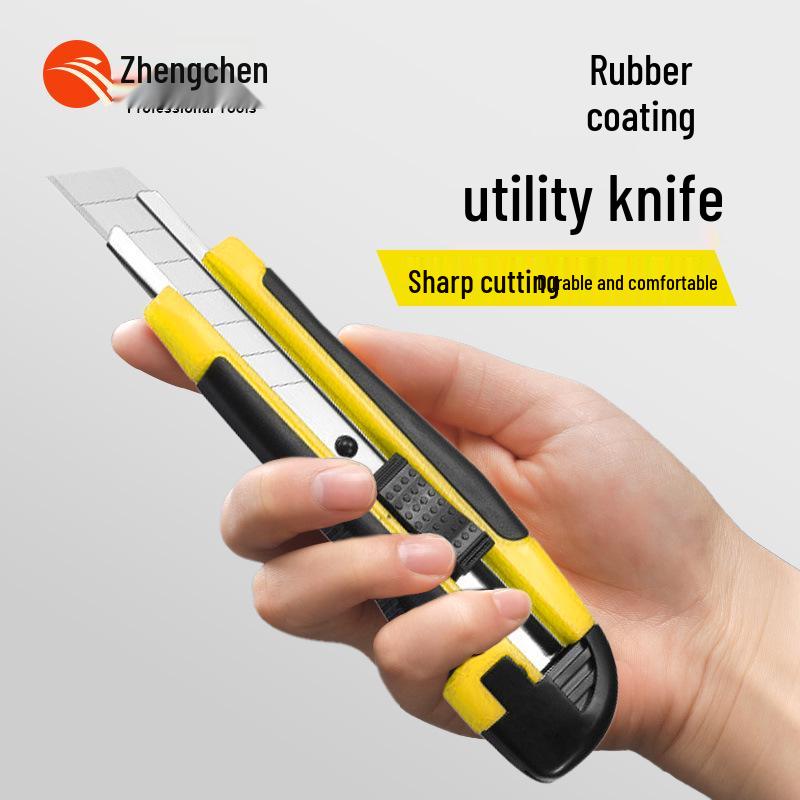 Industrial-Grade Rubber Grip Utility Knife with Thickened Blade for Wallpaper and Paper Cutting