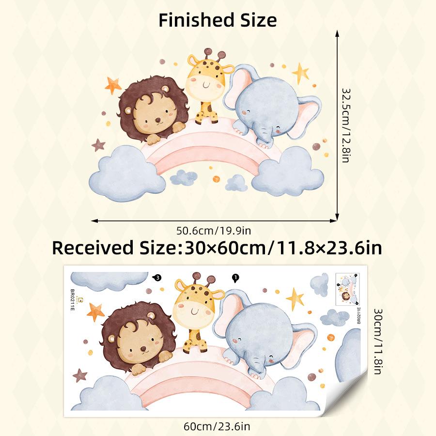 Moon Rabbit Bear Wall Stickers Cute Ins Style Cartoon Decals for Kids Room Nursery Kindergarten Decor Home Background Decal