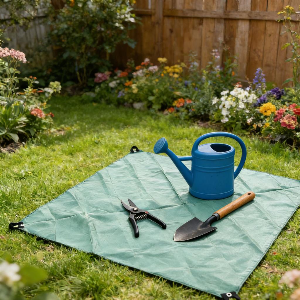 Garden Leaf Tarp Waterproofing Thick Large Size Multifunctional Foldable Yard Leaves Hauling Tarp Green 1.8x1.8m