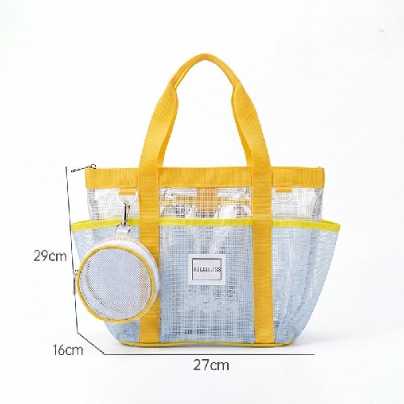 Waterproof Large Capacity Mesh Swimming Bag, Portable Outdoor Beach Tote for Women, Summer Travel Handheld Drainage Purse