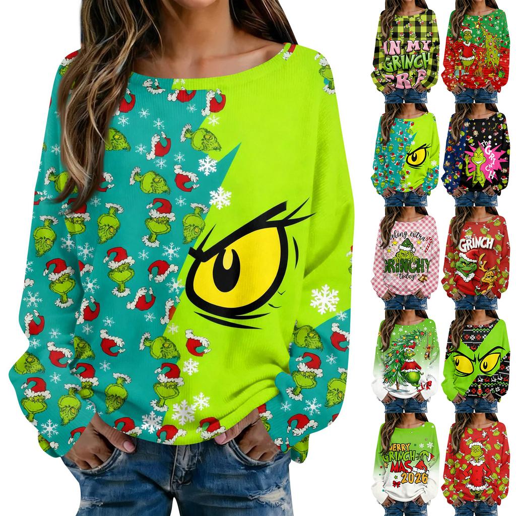 Christmas Sweatshirts For Women Knit Sweater Cute Shirt Fall Crewneck Pullover Tops