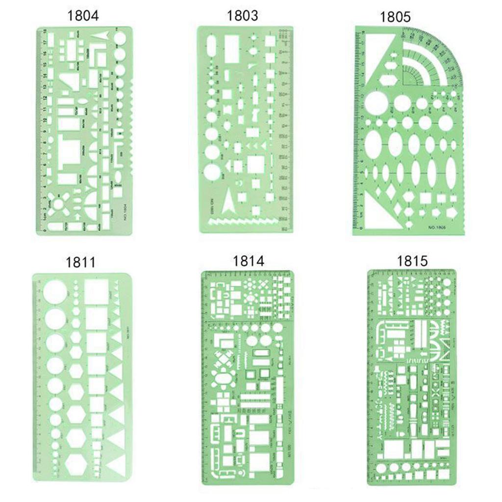 6 Pieces Architectural Drawing Template Set Professional Drafting Ruler Kit for Architects Engineers Circles Arcs Tools
