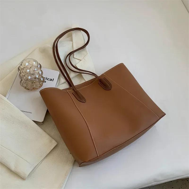Hot Selling Light Luxury Sewing Thread Pu Zipper Women's Handbag New Fashionable Women's Commuting Shoulder Bag Tote Bag