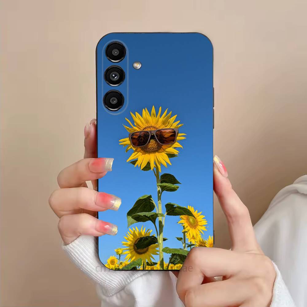 Sunflowers Printed  Phone Case For Samsung S25,24,21,22,23,S30,Ultra,S20,Plus,Fe,Lite,Note,S10,S9,Black Soft Shell