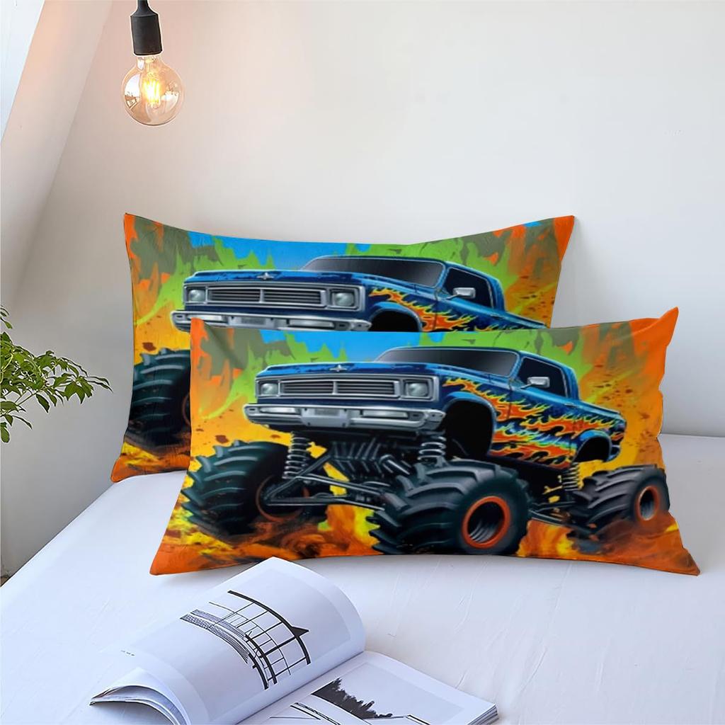 Boys And Children Off-Road Vehicle Three-Piece Quilt Cover 3D Digital Printing Bedding Set Bed Cover