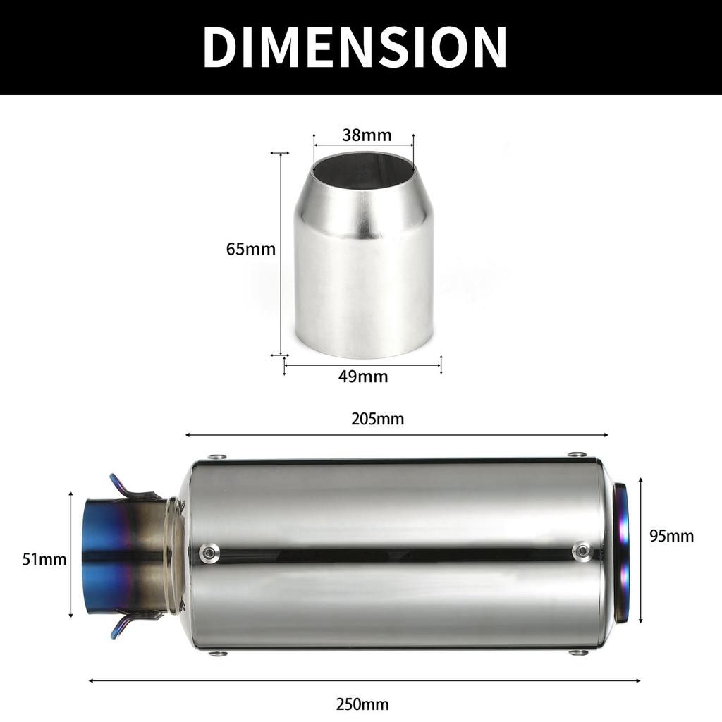 thumbnail: Universeel Roestvrij Stalen Uitlaatpijp 38-51mm - Edelstahl Endschalldämpfer Voor Motorfietsen