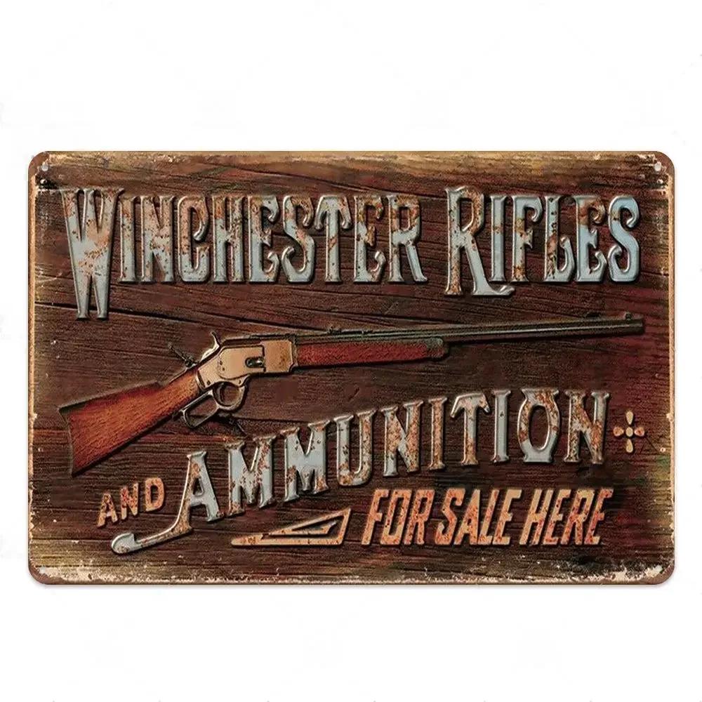 Retro Schieten Winchester Colts Metalen Plaat Plaat Schilderen IJzer Blik Bord Muurkunst Afbeelding Voor Jagers Huis Woonkamer Decor