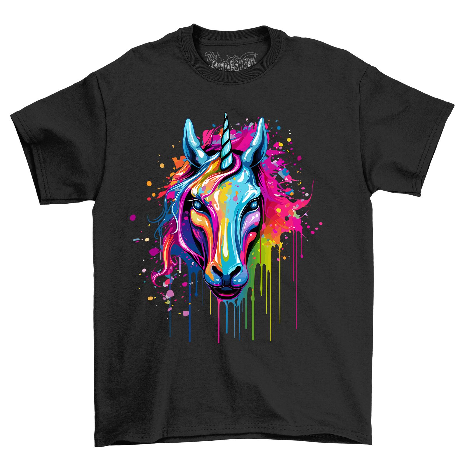 

Unicorn Paint Drip Design T-Shirt Mens Womens Tees Top - Funny and Magical! A colorful masterpiece fo M