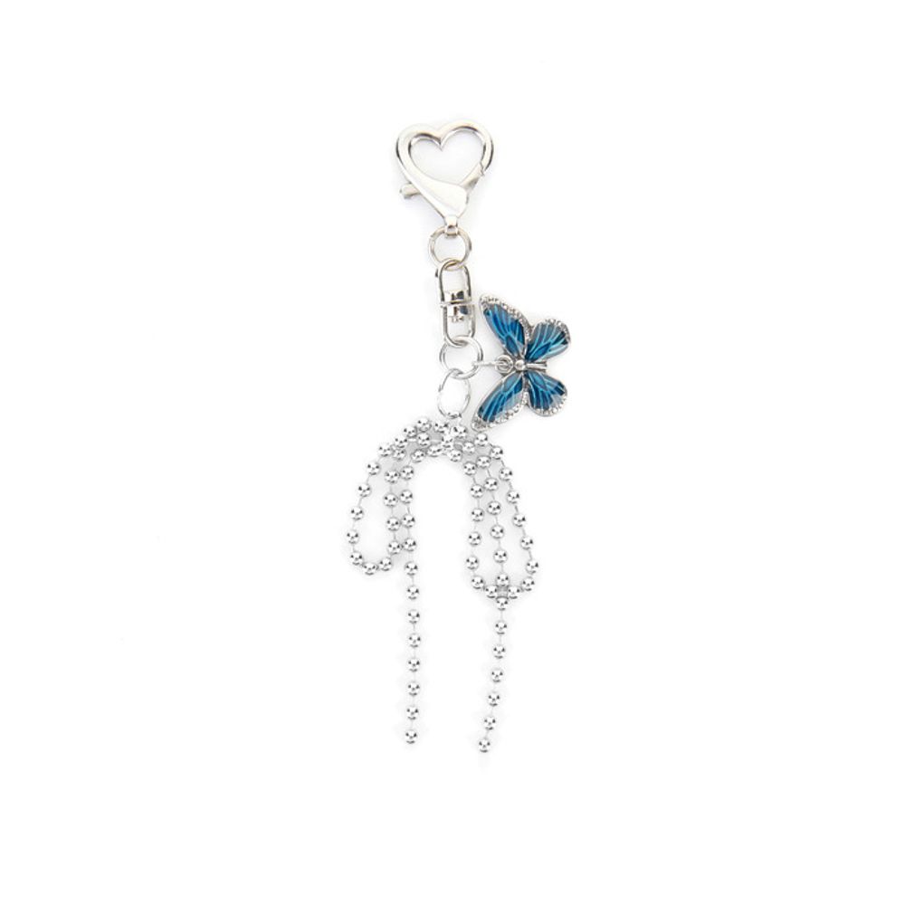 

NICK&NICOLE RIBBON BUTTERFLY keyring_BLUE silver FREE