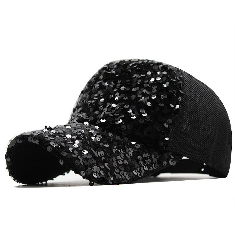 Summer Cap Sequined Hat Women'S Versatile Trendy Baseball Cap Outdoor Shade Mesh Cap Sun Protection