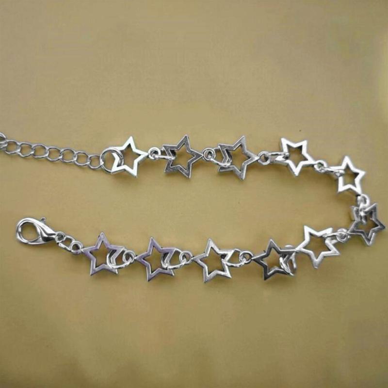 Star Chain Y2k Cool Girl Alloy Material Hollow Five-pointed Star Stacked Bracelet Couple Ins Niche Pentagram Bracelet