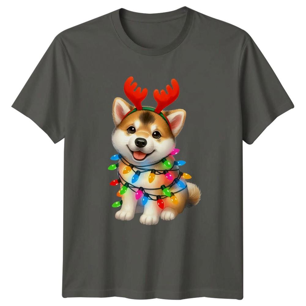 Puppy Christmas Holiday Lights Unisexs TShirt Unisexs Tee Graphic Unisex Top S