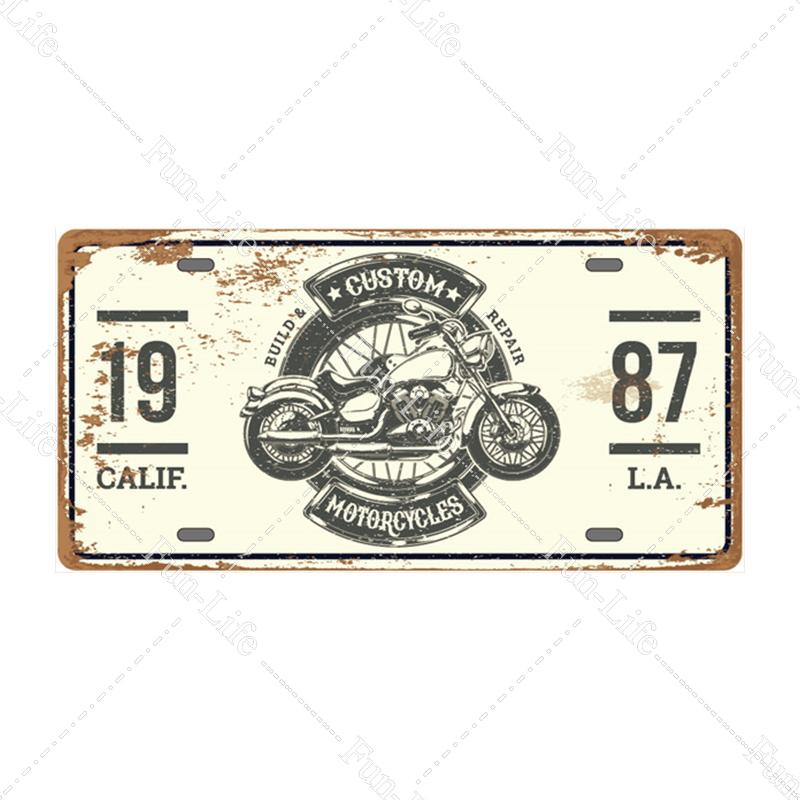 Motorcycle Vintage Metal Poster Retro Route 66 Motor Tin Signs Board / Pub / Bar / Cafe / Garage Decor 15x30cm