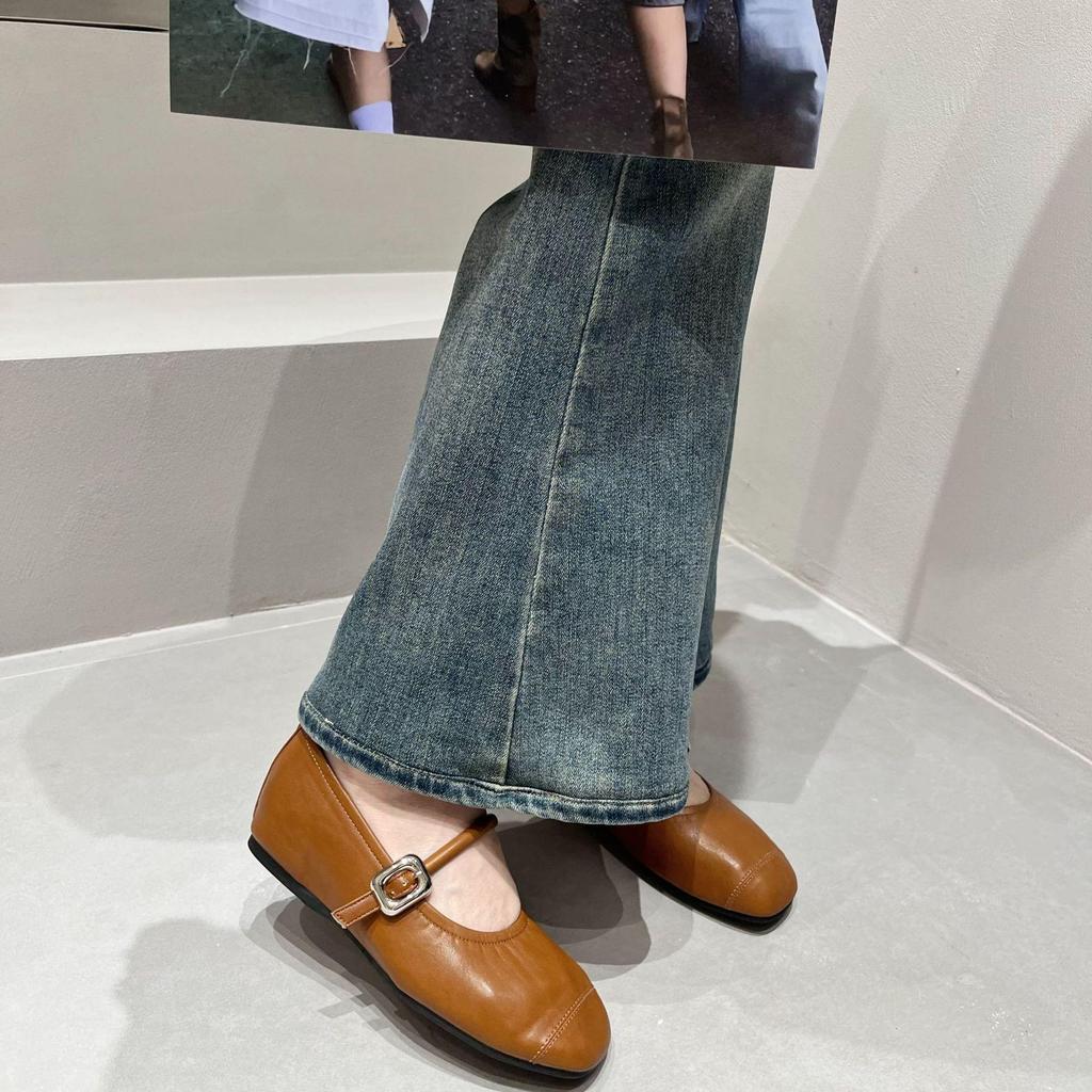 French Soft Leather Hidden Heel Mary Jane Shoes - Comfortable Commuter Style for Women
