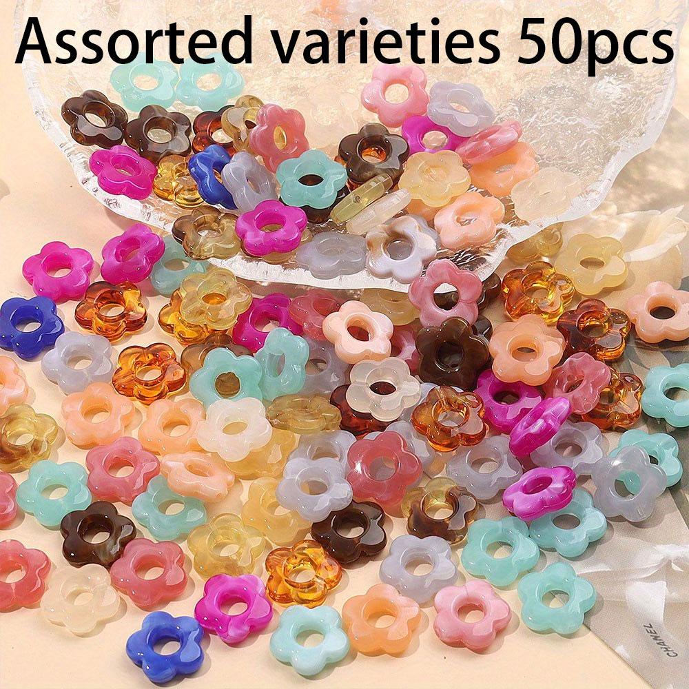 

20/50/100 шт. Акриловые бусины в форме цветка, полые бусины в форме цветка, разделенные бусины, оптом, сделай сам, поделки, красочные радужные ожерелья, серьги, браслеты, изготовление ювелирных изделий Assorted varieties 50pcs