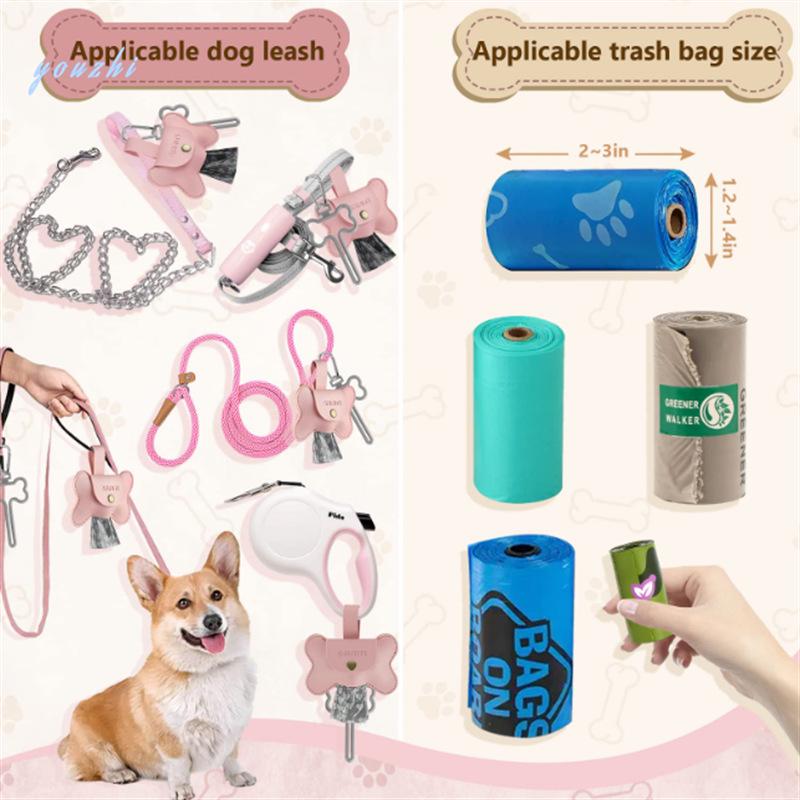 Spot PU Leather Bone-Shaped Pet Waste Bag Dispenser for Cats and Dogs