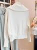 Elegant Korean Style Women's Long-Sleeve Lapel Cardigan Sweater
