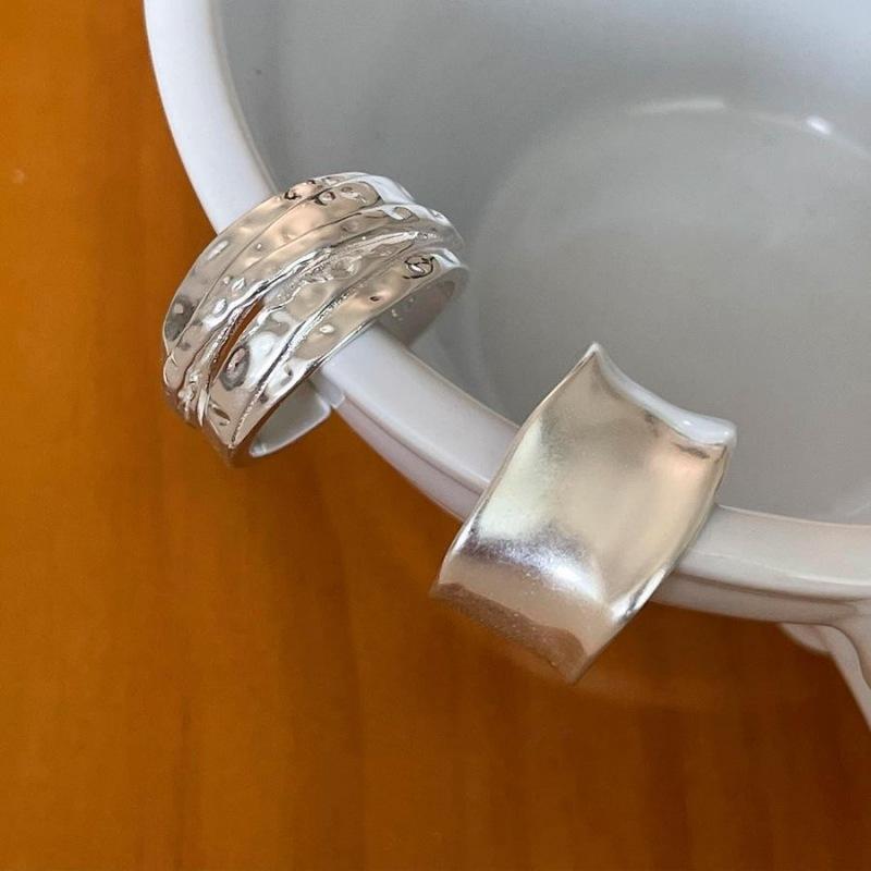 BF CLUB 925 Silver Ring For Women Jewelry Wide Simple Open Vintage Handmade Ring Allergy For Party Birthday Gift
