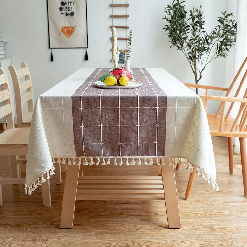 Party Extended Table Cloth Art Walmart Restaurant Plaid Cotton And Linen Tassel Simple Modern Color Matching Tablecloth Cover