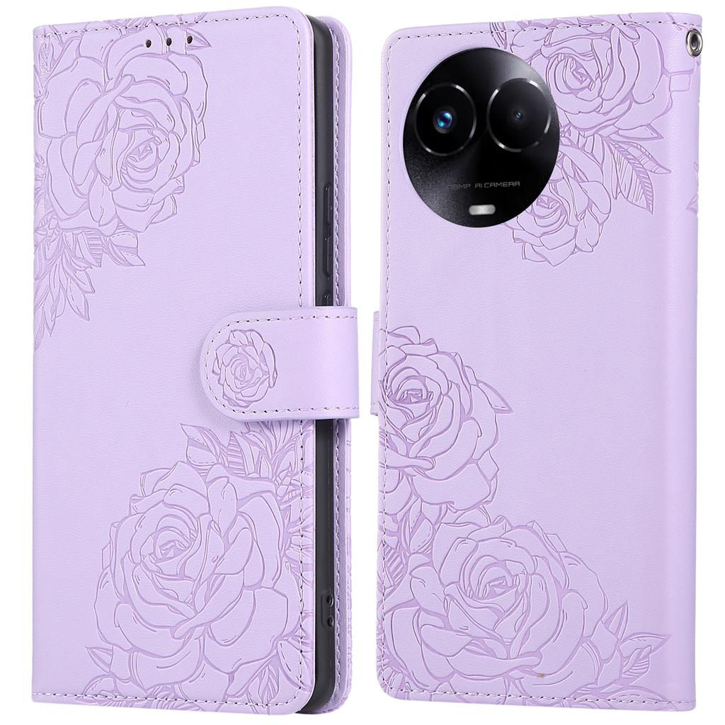 Phone Case For Realme 11 5G (Global)/C67 5G/11x 5G Rose Flower PU Leather Wallet Phone Cover with 3 Card Slots