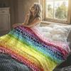 Regenbogen Ranken Blätter Streifen Flanell Decke Perfekt für Sofa Büro Bett Reisen Schlafen Lesen Entspannen Camping Ganzjahresgebrauch