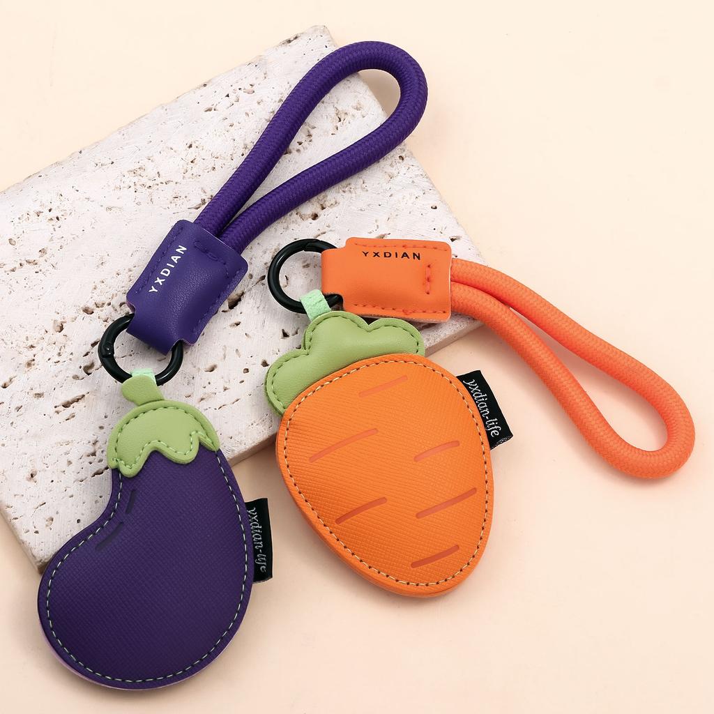 Creative Cartoon Vegetable Bag Pendant PU Leather Chili Pepper Carrot Eggplant Bag Charm for Men Women Decoration Gift Bag Charm