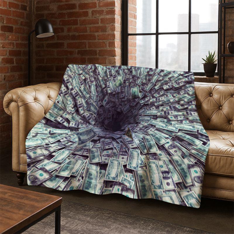Cartoon Dollar Euro Money Rich Flannel Blanket Soft Warm Throw Blanket for Bedroom Living Room Bed Travel Camping Picnic Gift