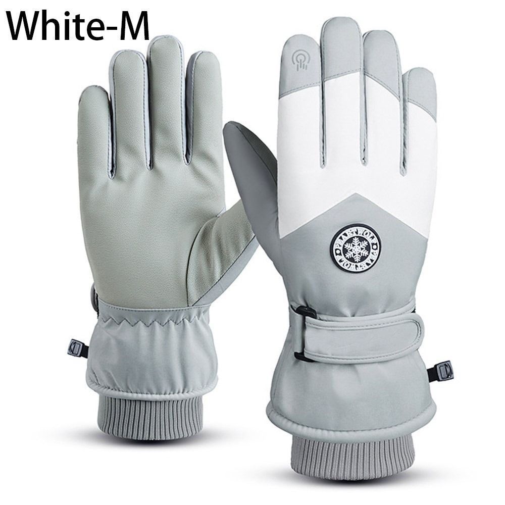 Non-slip Motorcycle Cycling Winter Fleece Ski Gloves Snow Gloves PU Leather Riding Gloves
