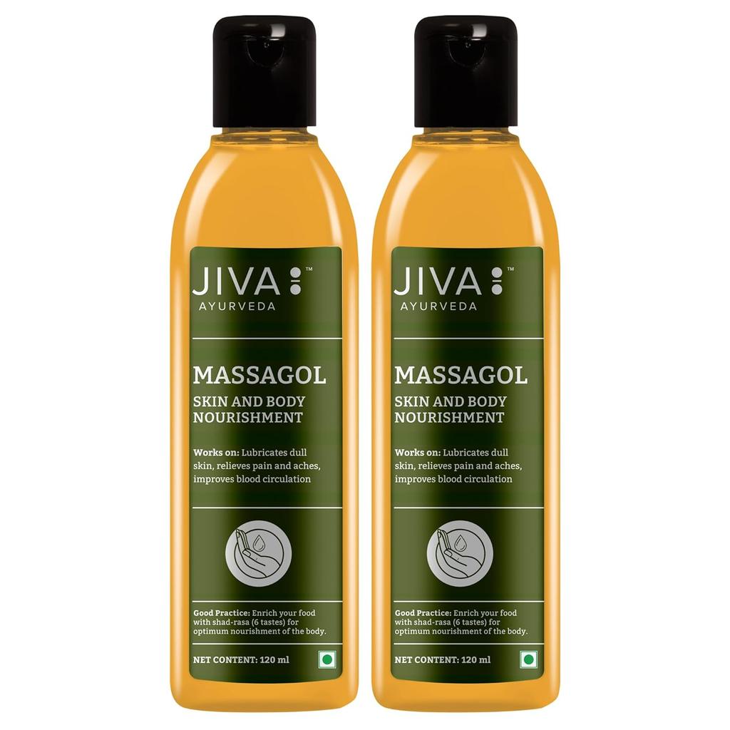 Jiva Massagol Ayurvedic Massage Oil 120ml X Pack Of 2 For Skin, Muscles, Circulation & Rejuvenation