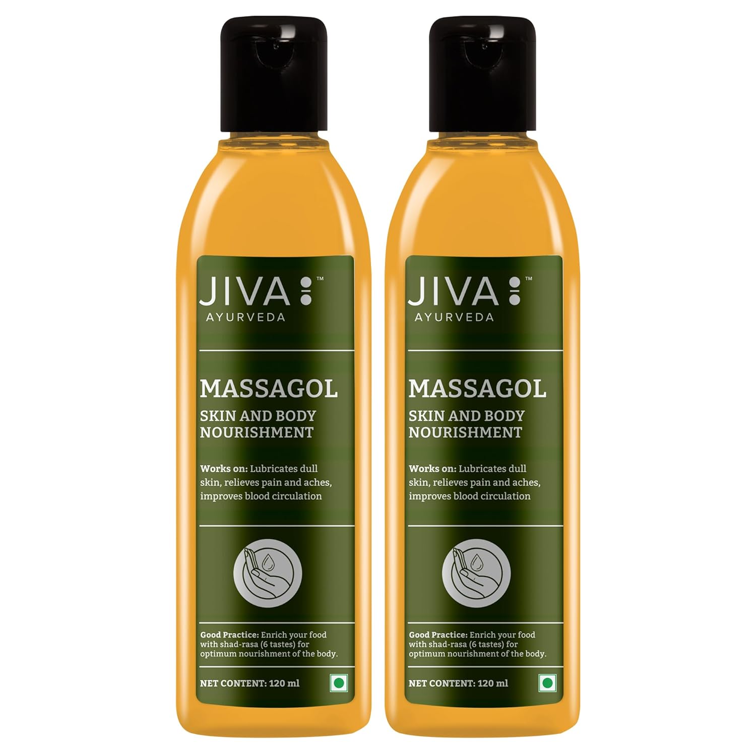 

Jiva Massagol Ayurvedic Massage Oil 120ml X Pack Of 2 For Skin, Muscles, Circulation & Rejuvenation