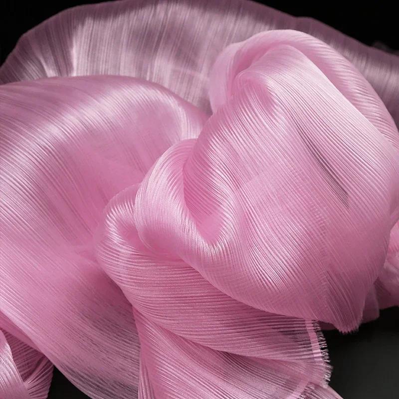 100x145cm Jasná Plisovaná Organza Látka Šít Svatební Šaty A Módní Plisované Síťoviny, DIY Tvar Pevné Designové Látky