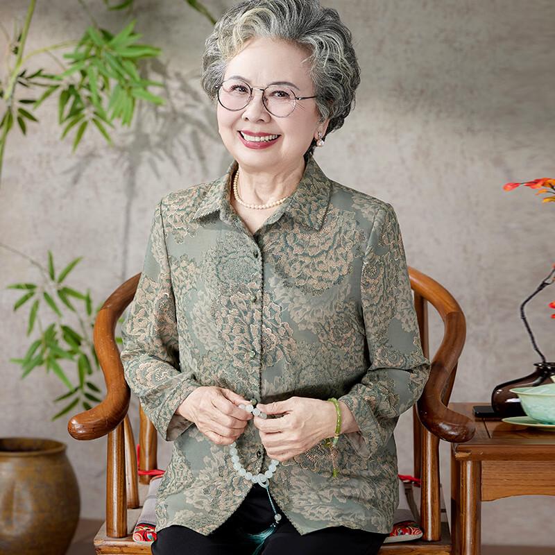 Elderly Women s Floral Chiffon 3/4 Sleeve Shirt 4XL